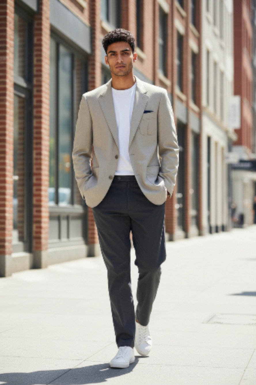 Vintage Knack Men's Sports Jacket Beige Suede
